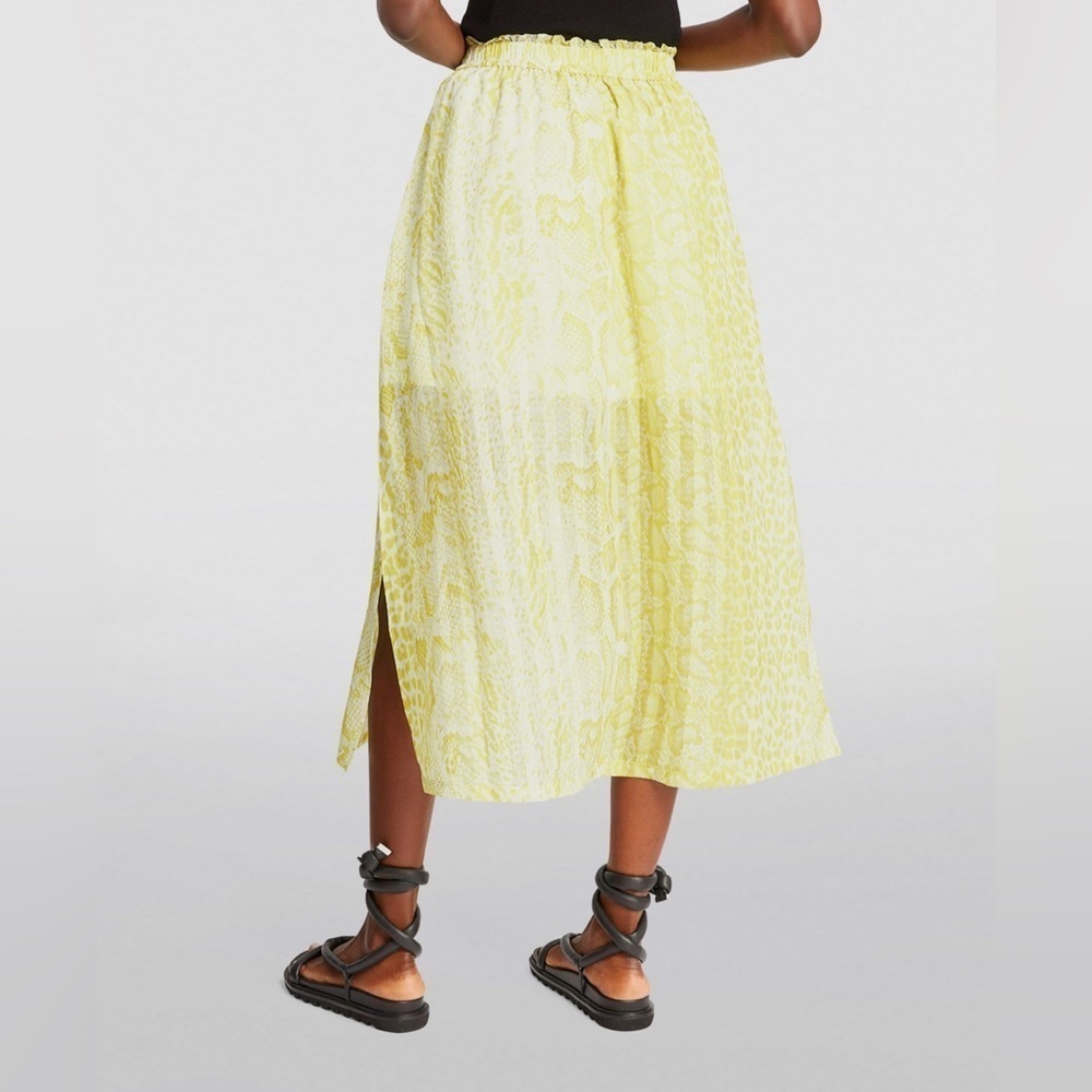 ALLSAINTS Clara Noche Pleated Midi Skirt in Lime Green - Picture 8 of 15